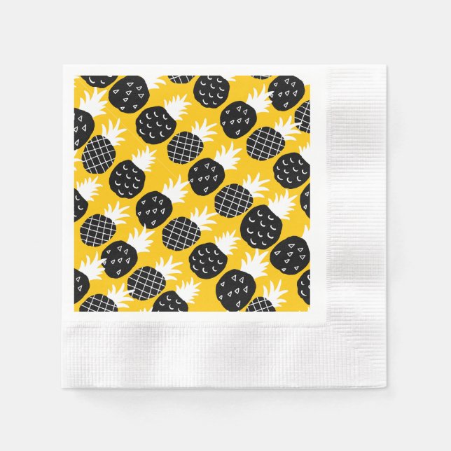 Serviette En Papier Ananas noir (Devant)