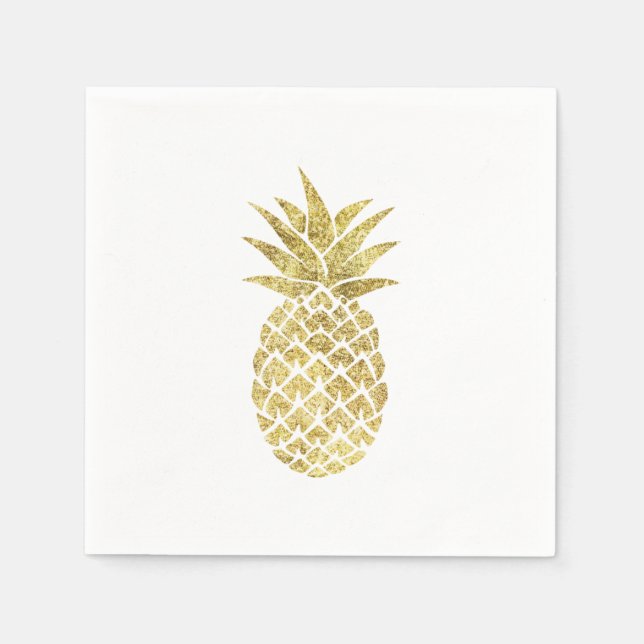 Serviette En Papier Ananas Or Moderne (Devant)