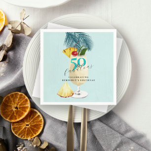 Serviette En Papier Ananas Pina Colada Cocktail 50e fête d'anniversair