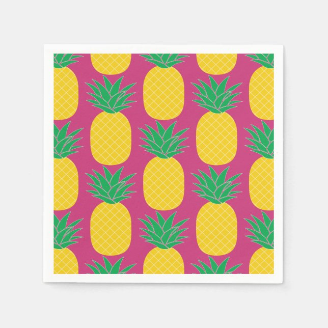 Serviette En Papier Ananas rose Tropical (Devant)