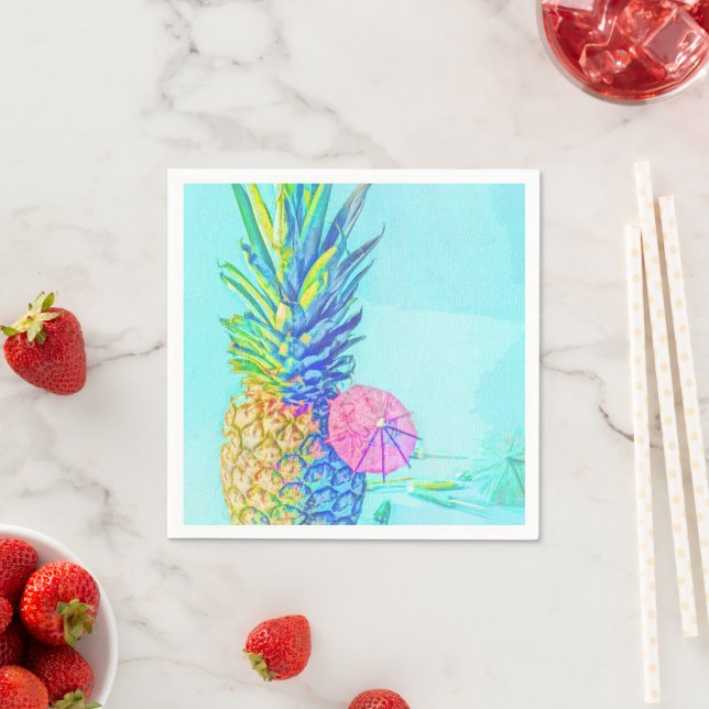 Serviette En Papier Ananas Tropical (En situation)