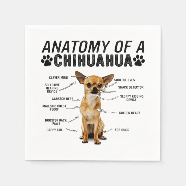 Serviette En Papier anatomie d'un chihuahua chien animaux amoureux pro (Devant)