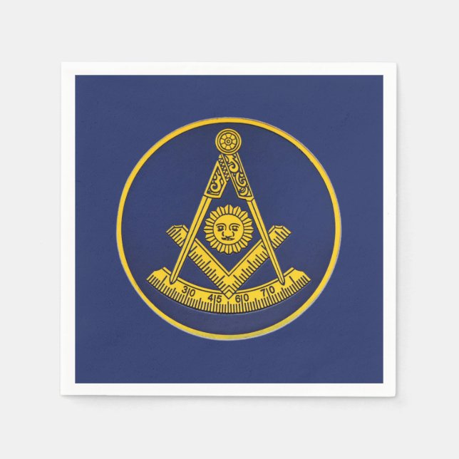 Serviette En Papier Ancien Maître Freemason Carré et Compass Masonic (Devant)