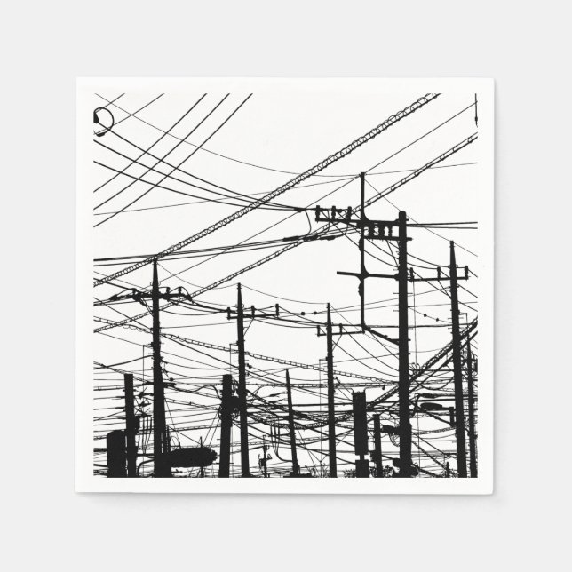 Serviette En Papier Ancien téléphone et lignes électriques (Devant)