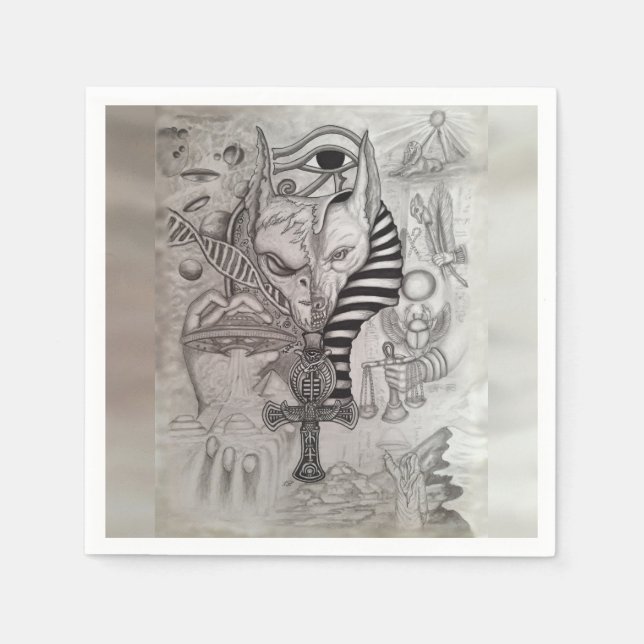 Serviette En Papier Anciens Aliens, Anubis (Devant)