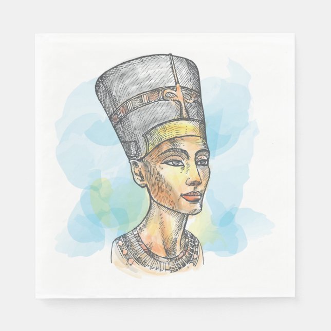 Serviette En Papier Ancient Egyptian Queen Nefertiti Bust Sketch (Devant)