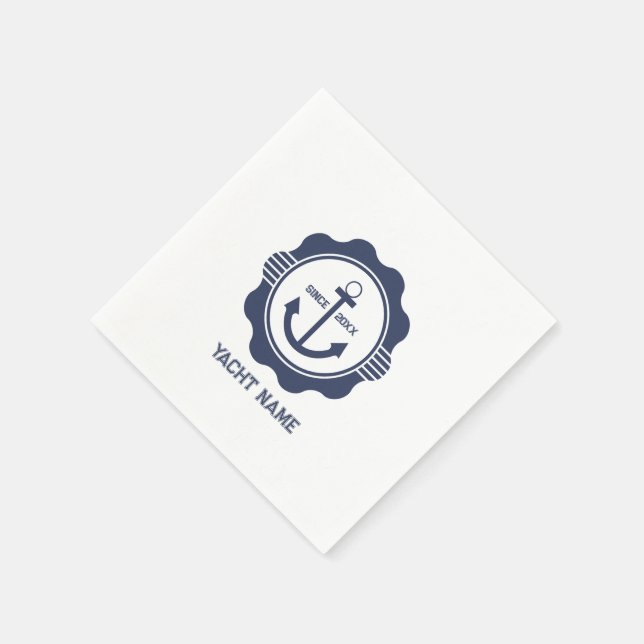 Serviette En Papier Ancrage Royal bleu bateau avec personnalisable (Coin)