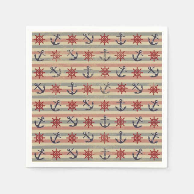 Serviette En Papier ancrages nautiques cool et roues de direction de b (Devant)