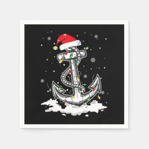 Serviette En Papier Ancre Bateau Voile Noël Santa Hat Lumières.