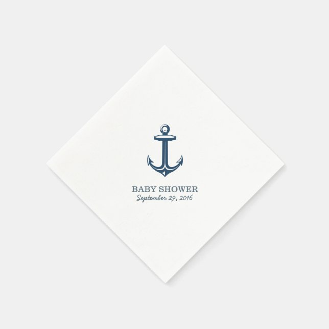 Serviette En Papier Ancre bleu marine simple Baby shower nautique (Coin)