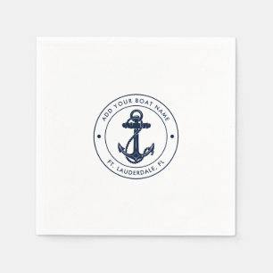 Serviette En Papier Ancre bleue marine personnalisée Nom du bateau