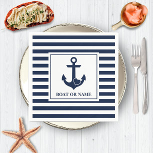 Serviette En Papier Ancre cardiaque nautique Nom du bateau Marine Whit