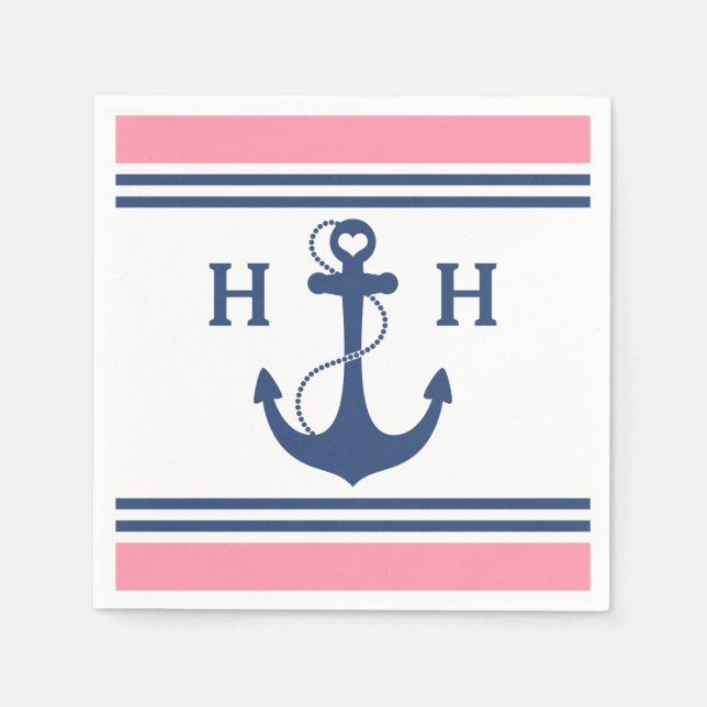 Serviette En Papier Ancre Cardiaque rose (Devant)