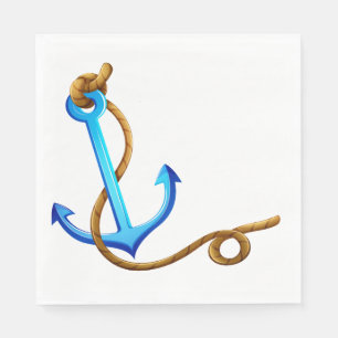 Serviette En Papier Ancre de bateau nautique bleu turquoise mariage fê