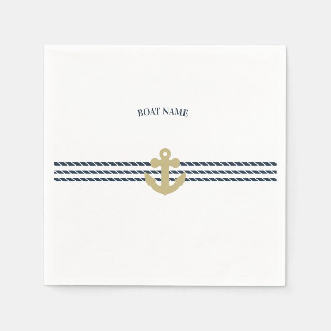 Serviette En Papier Ancre de bateau nautique, corde (Devant)