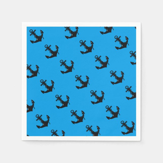 Serviette En Papier Ancre de bateau noir (Devant)