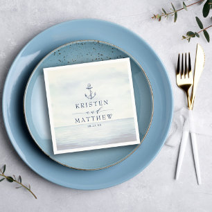 Serviette En Papier Ancre marine Bleu Aquarelle Océan