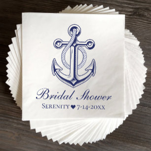 Serviette En Papier Ancre Marine Bleu Fête des mariées nautique