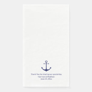 Serviette En Papier ancre marine mariage bleu et blanc