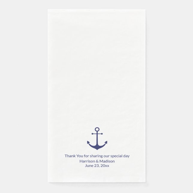 Serviette En Papier ancre marine mariage bleu et blanc (Devant)