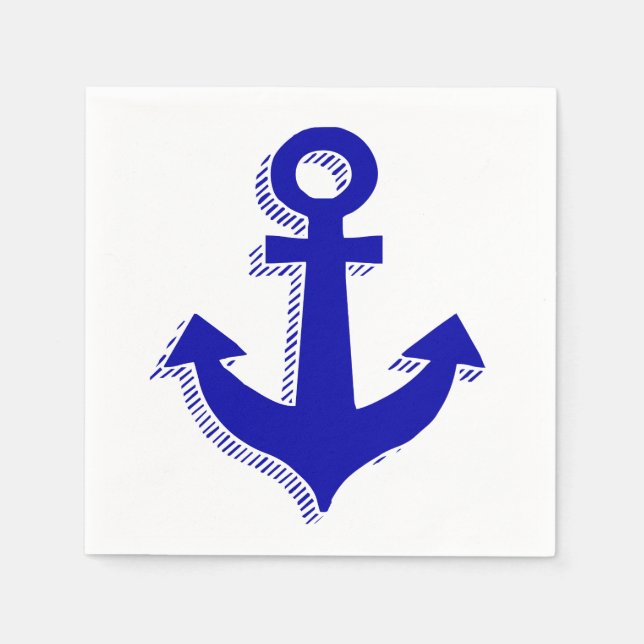 Serviette En Papier Ancre marine Marine Blue & White Beach (Devant)