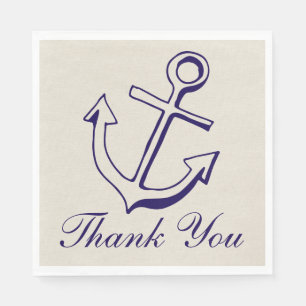 Serviette En Papier Ancre Naútica Bleu Marine Mariage Marron Merci