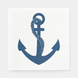 Serviette En Papier Ancre Naútica Bleu Marine Mariage Océan Marin