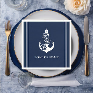 Serviette En Papier Ancre Nautionale Florale Nom de Bateau Personnalis