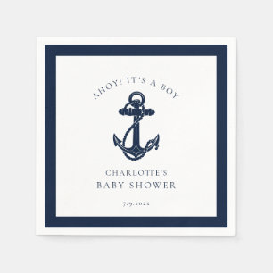 Serviette En Papier Ancre nautique Baby shower de garçon côtier