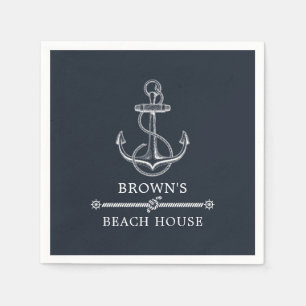 Serviette En Papier Ancre nautique Beach ou Lake House Nom de famille