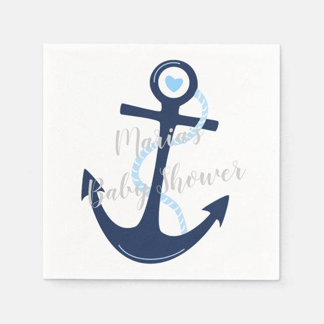 Serviette En Papier Ancre nautique Marine Baby Boy Shower Napkin (Devant)