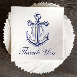 Serviette En Papier Ancre nautique Marine Blue Mariage Merci