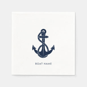 Serviette En Papier Ancre nautique Nom du bateau bleu de la Marine