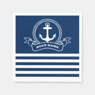 Serviette En Papier Ancre Naútque Rayures Bleu Marine