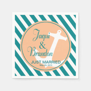 Serviette En Papier Ancre sur les rayures Nautique Pêche turquoise