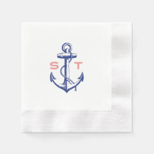 Serviette En Papier Ancres Away monogramme cocktail napkin