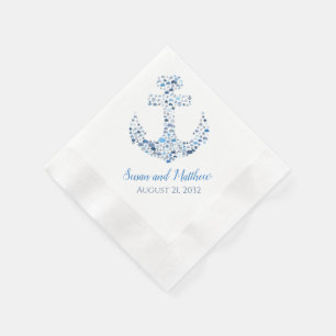 Serviette En Papier Ancres nautiques et poissons serviettes de mariage