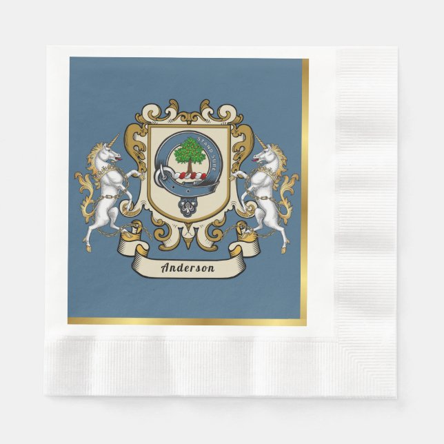 Serviette En Papier Anderson Clan Badge bleu Personnalisé (Devant)