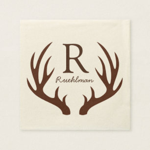Serviette En Papier Andouillers Brown rustiques élégants de cerfs