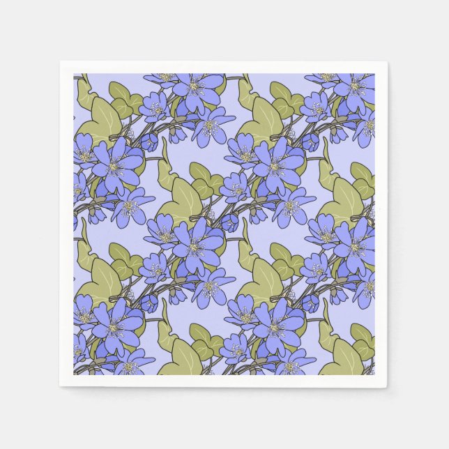 Serviette En Papier Anémones bleues (Devant)