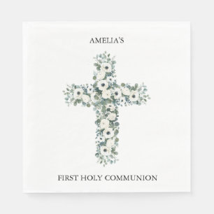 Serviette En Papier Anémones et Eucalyptus croisent la première commun