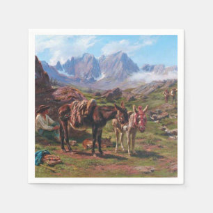 Serviette En Papier Ânes dans les montagnes des Pyrénées (Rosa Bonheur