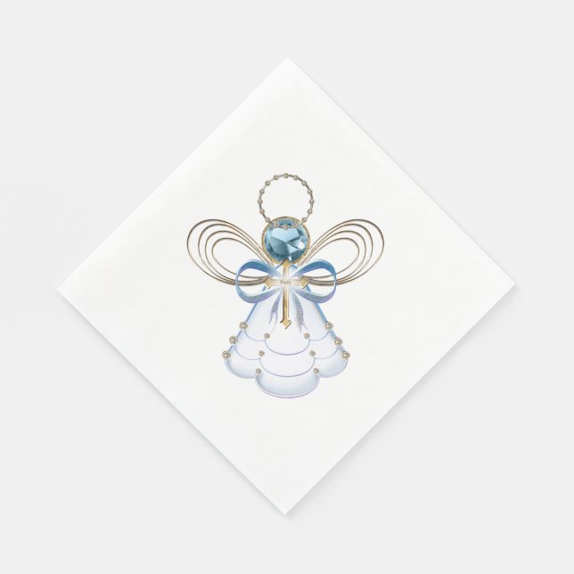 Serviette En Papier Ange de Foi bleu Noël - Fête (Coin)