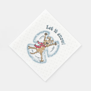 Serviette En Papier Ange de neige Chien Amusant mignon Noël Vacances a