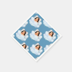 Serviette En Papier Angel dans les nuages 3-Blue-PAPER PARTY NAPKINS