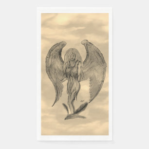 Serviette En Papier Angel en style tatouage