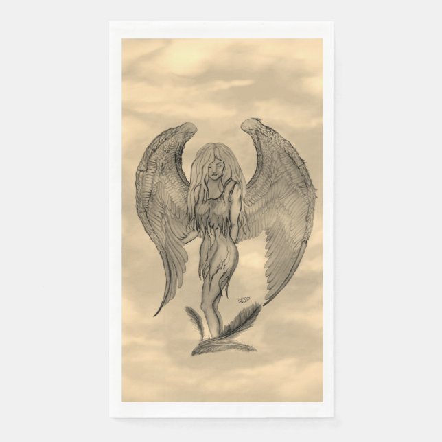 Serviette En Papier Angel en style tatouage (Devant)