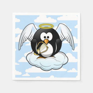 Serviette En Papier Angel Penguin sur un nuage avec Sky Arrière - plan