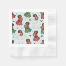 Anges afro-américains au poinsettia de Noël