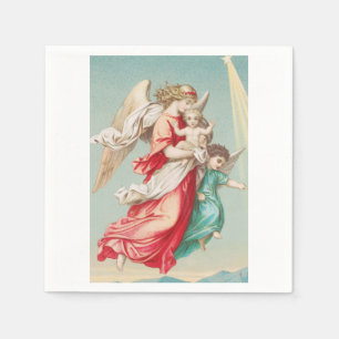 Serviette En Papier Anges Gardiens portant un enfant Art éthéré